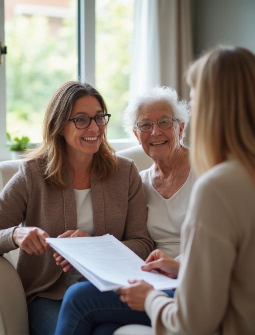 Family talking with a care advisor about in‑home care options